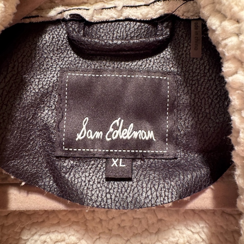 Sam Edelman Black and Cream Teddy Jacket with Waterfall Design - Picture 6 of 8